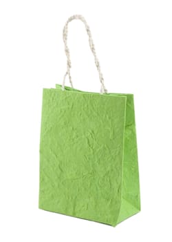 Green mulberry paper bag isolated.