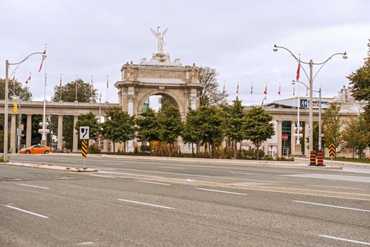 Toronto, Canada Ocyober 7, 2012. Quiet Saturday afternoon, view at The Princes' Gate at Exhibition Place, Toronto, Canada.