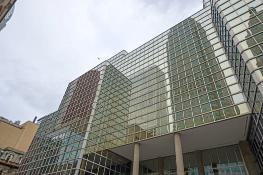 Toronto skyscrapers reflection on glass windows on Bay st 