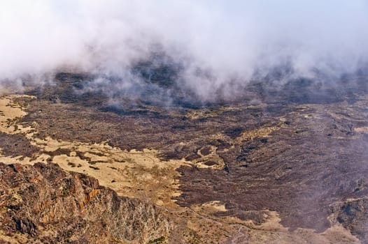 Haleakala Volcano and Crater Maui Hawaii showing surrealistic surface with mountains, lava tubes, rocks