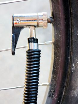 valve bike pressure pump the tyre of a mountain bike