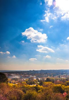 View out over wealthy suburbs of Johannesburg, South Africa