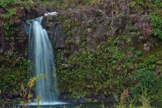 A beautiful tiered waterfall found on the road to Hana - Maui, Hawaii.