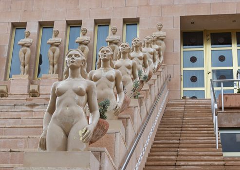 naked girls from stone at the stairs