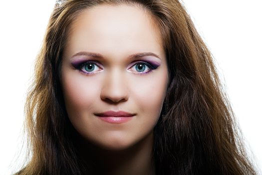 Portrait of attractive girl with long hair. fashion makeup