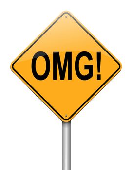 Illustration depicting a roadsign with an omg concept. White background.