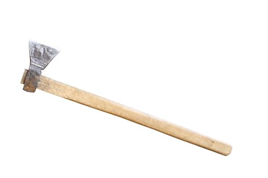 old massive ax isolated over white background