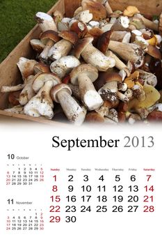 2013 Calendar. September. Golden autumn colors