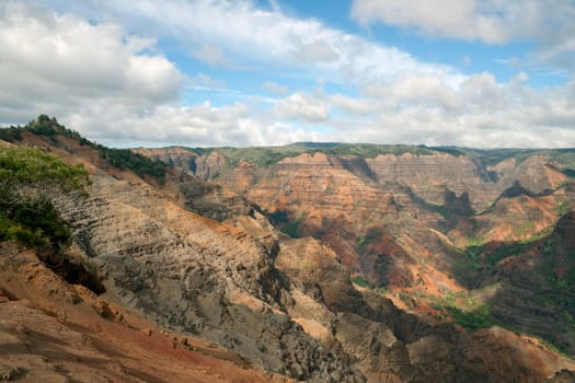 View into the Waimea Canyon on Kauai, Hawaii (the "Grand Canyon of the Pacific")
