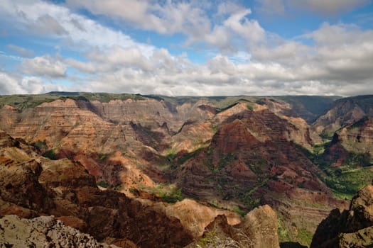 View into the Waimea Canyon on Kauai, Hawaii (the "Grand Canyon of the Pacific")
