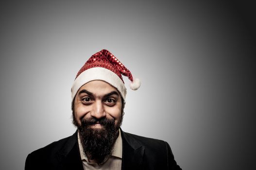 happy modern elegant santa claus babbo natale on grey background