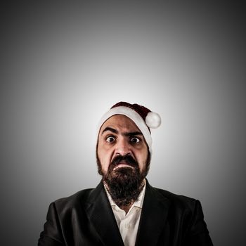 serious modern elegant santa claus babbo natale on grey background