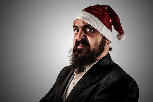 angry modern elegant santa claus babbo natale on grey background