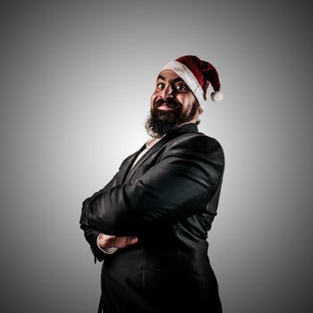 happy modern elegant santa claus babbo natale on grey background