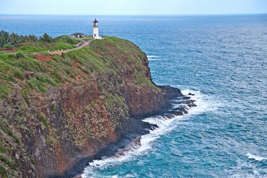 Famed Kilauea lighthouse near Anahola on Kauai Island Hawaii