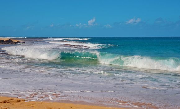 Wave Power Pacific Ocean in Kauai Island Hawaii
