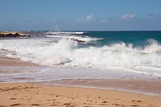 Wave Power Pacific Ocean in Kauai Island Hawaii
