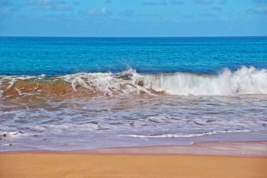 Wave Power Pacific Ocean in Kauai Island Hawaii
