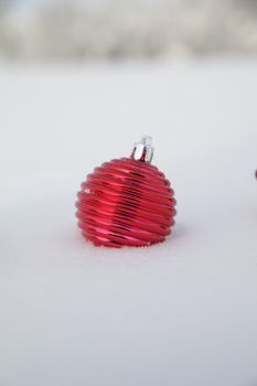 Christmas decoration outside in a snowy landscape