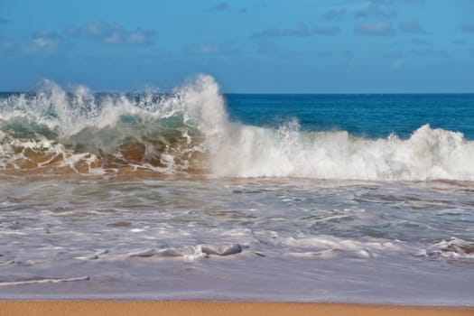 Wave Power Pacific Ocean in Kauai Island Hawaii
