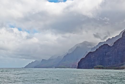 landscape of Hawaii's Na Pali Coastline on the island of Kauai.

