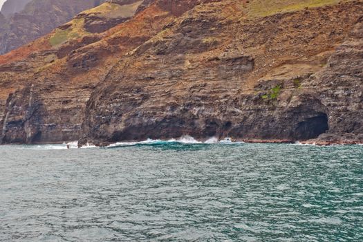 landscape of Hawaii's Na Pali Coastline on the island of Kauai.

