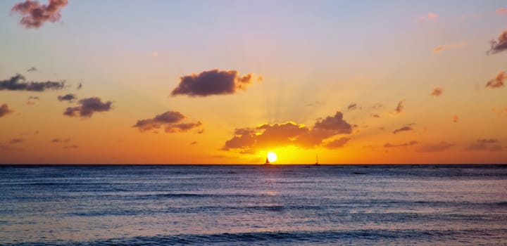 Sunset in Honolulu as viewed from Waikiki beach