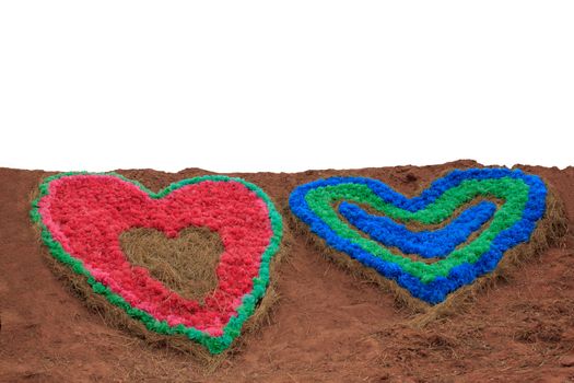 symbol of love - colour full heart on soil  background