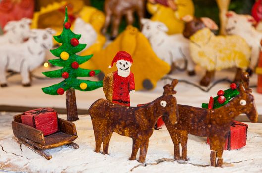 A funny Cristmas scene with figurines made by ginger bread.