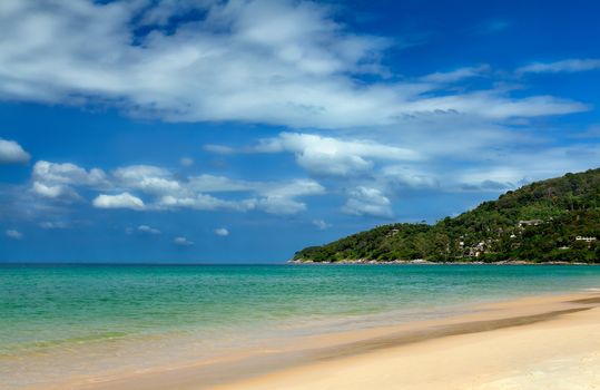 Landscape tropical coast with sea and the clouds