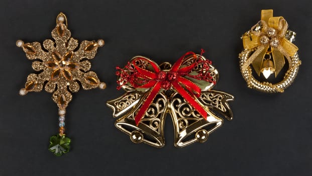 Christmas ornaments and decorations on a dark background