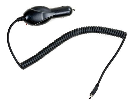 black power cable to the phone car isolated on a white background