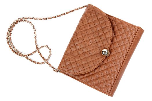 The brown woman's handbag isolated on white background