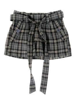 Grey plaid skirt isolated on white background