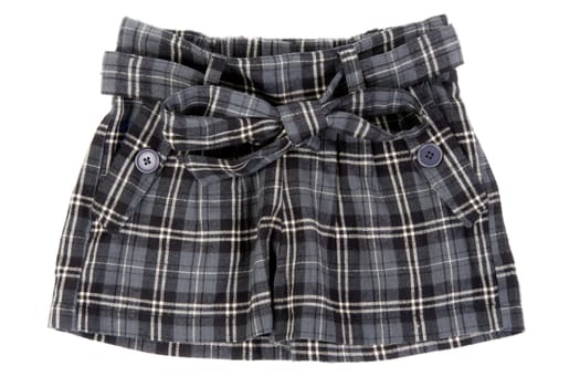 Grey plaid skirt isolated on white background