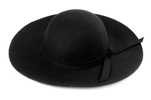 Black women felt hat isolated on white background
