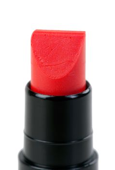Red lipstick closeup isolated on white background