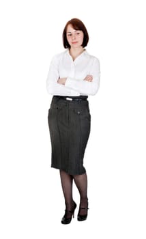 Portrait of business lady in the studio, isolate on white