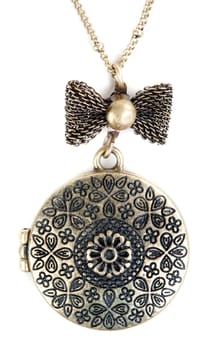 Bronze pendant on a chain isolated on a white background
