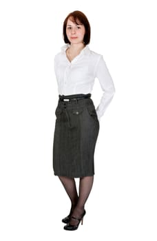 Portrait of business lady in the studio, isolate on white