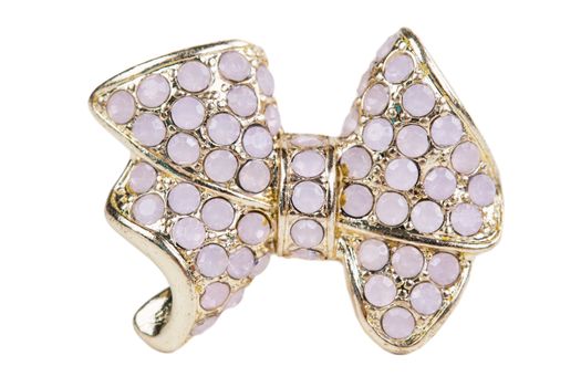 Brooch in the shape of a bow adorned with stones