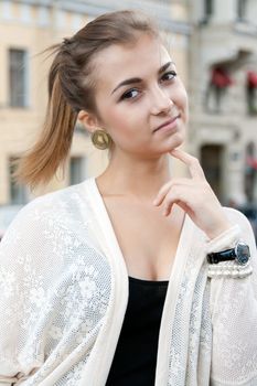 portrait of a beautiful girl on the street
