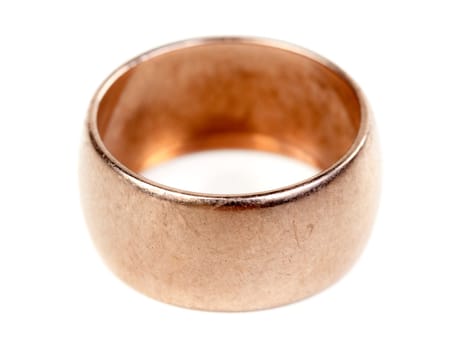 old gold wedding ring, isolate on white