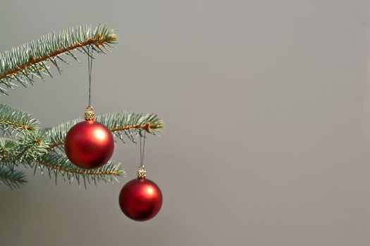 Christmas tree close up decoration hanging balls