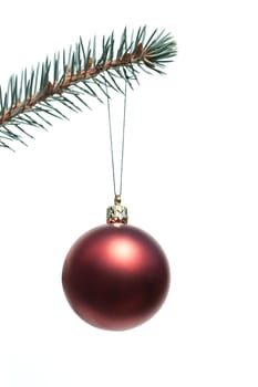 Christmas tree decoration, hanging ball on white background