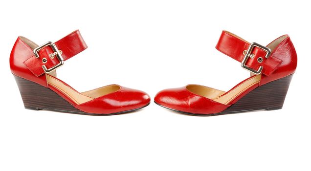 Fashionable women's red shoes. Isolate on white.