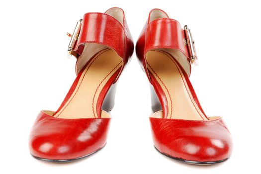 Fashionable women's red shoes. Isolate on white.