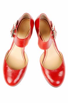 Fashionable women's red shoes. Isolate on white.