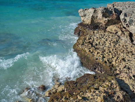 Rocky coastline with waves coming in and out