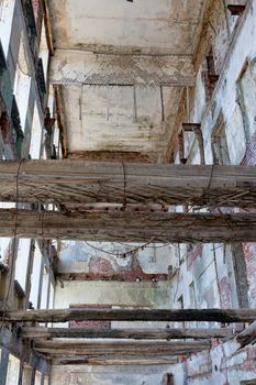 interior of the ruined house, hardwood floors